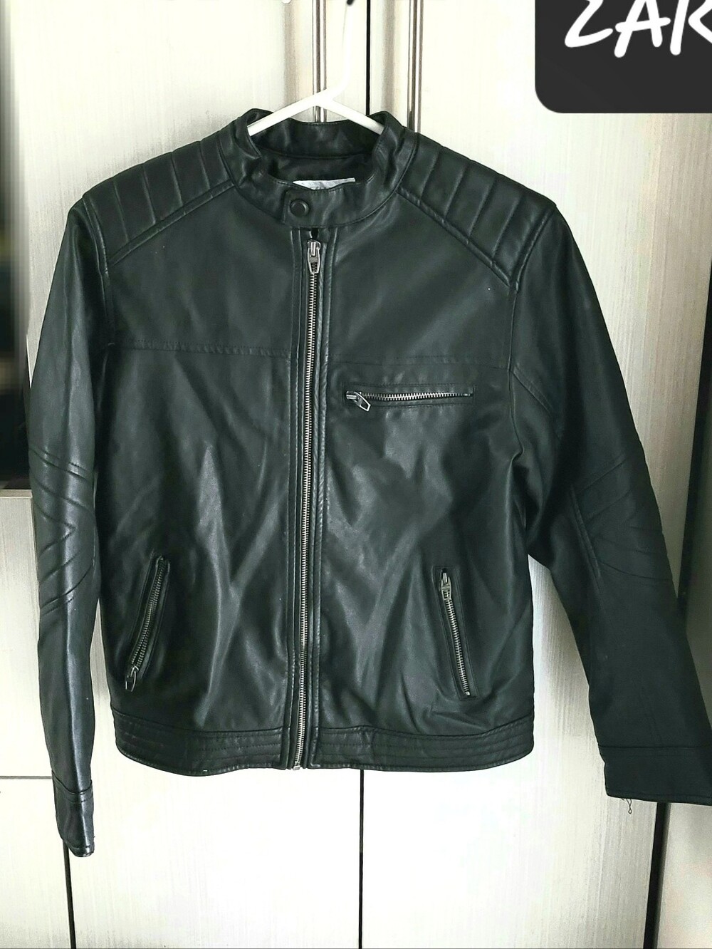 ZARA Black Boy's Faux Leather Bomber Jacket